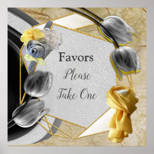 Poster Tulipes gris et jaunes sur texture