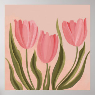 Poster Tulipes Painteté Jolie Rose