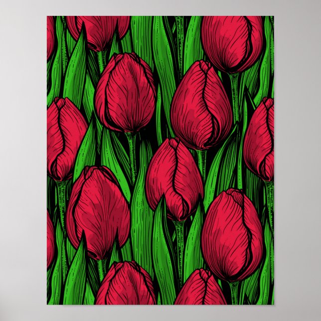 Poster Tulipes rouges (Devant)