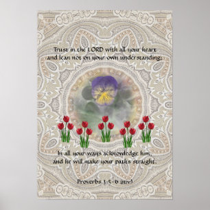 Poster Tulips Viola ~ Proverbs 3:5-6