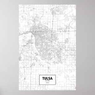Poster Tulsa, l'Oklahoma (noir sur le blanc)