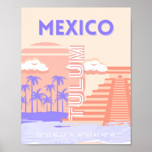 Poster Tulum, Art Voyage, Art Rétro