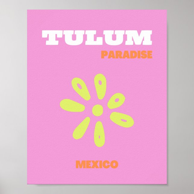 Poster Tulum, Mexique, Preppy, rose (Devant)