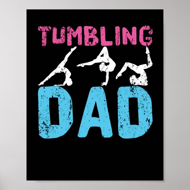 Poster Tumbling Papa Drôle Gymnastique Daddy Gymnaste Pèr (Devant)