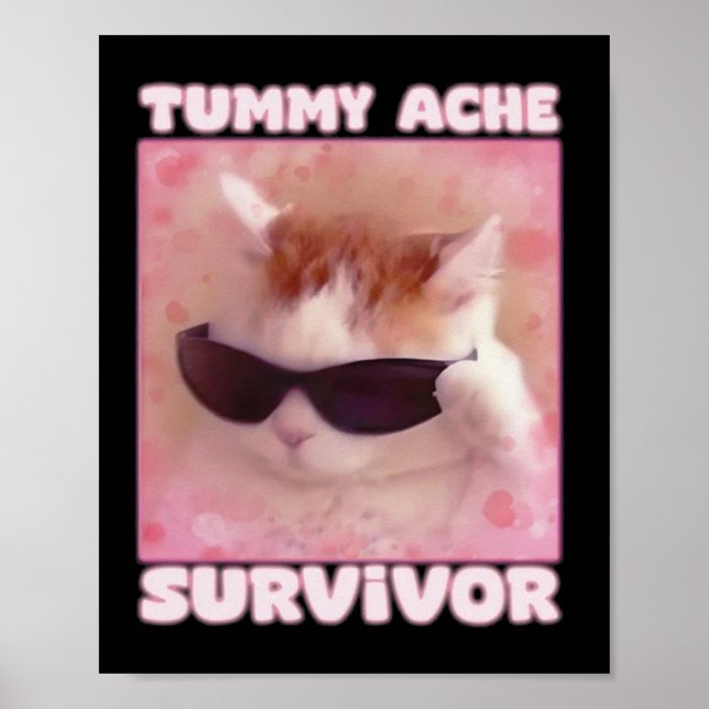 Poster Tummy Ache Survivant Chat drôle (Devant)