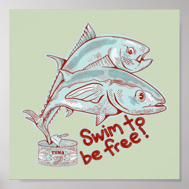 Poster Tuner étain de poisson drôle évasion (Devant)