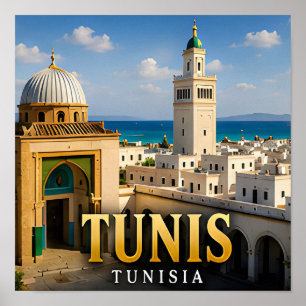 Poster Tunis Médina et Élégance Méditerranéenne