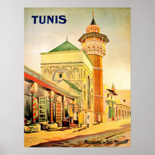 Poster Tunis, Tunisie, Mosquée Youssef Dey, centre-ville