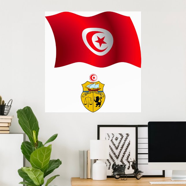 Poster Tunisie Drapeau et armoiries patriotique tunisienn (Créateur téléchargé)