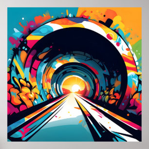 Poster Tunnel Avec Graffiti Art