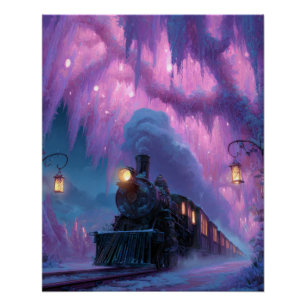 Poster Tunnel de train d'Aurora Fantaisie Violette Art