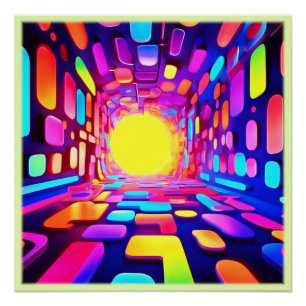 Poster Tunnel Neon : Voyage psychédélique