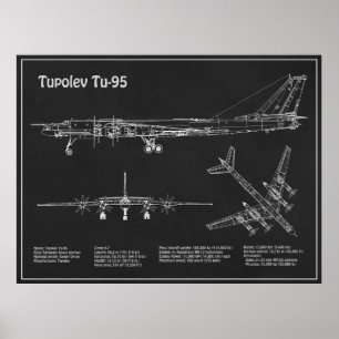 Poster Tupolev Tu-95 - Plan directeur de l'avion PD