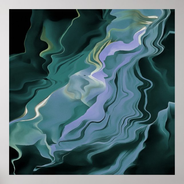 Poster Turbulence bleue Acrylique pour l'art Abstrait (Devant)
