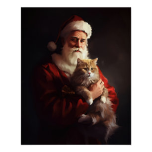 Poster Turc Angora Chat Santa Claus Festif Noël
