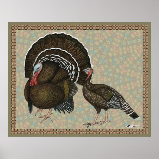 Poster Turkeys Standard Bronze Portrait (Devant)