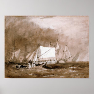 Poster Turner - Scène maritime avec des pêcheurs