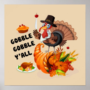 Poster turquie à bulle mignonne