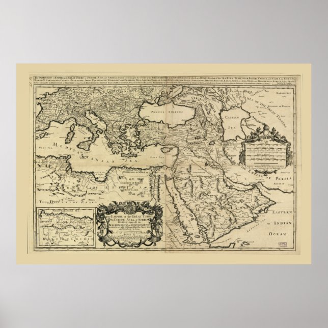 Poster Turquie, carte de l'Empire ottoman (1680) (Devant)