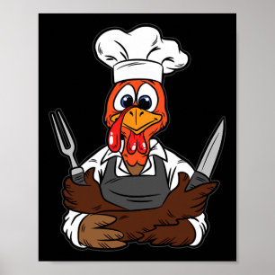 Poster Turquie Chef Thanksgiving Day Drôle Cuisine culina