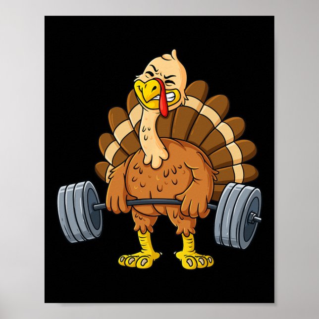 Poster Turquie Deadlift Fun Thanksgiving Day Fitness Pese (Devant)