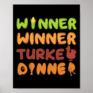 Poster Turquie Dîner Gagnante Thanksgiving Fall Fun Fall