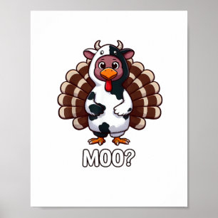 Poster Turquie En Costume De Vache, Moo Drôle Thanksgivin