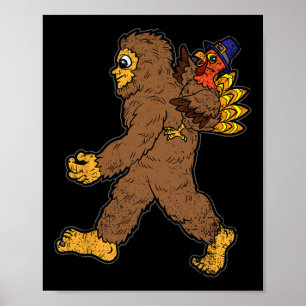 Poster Turquie équitation Bigfoot Thanksgiving Day Funny 