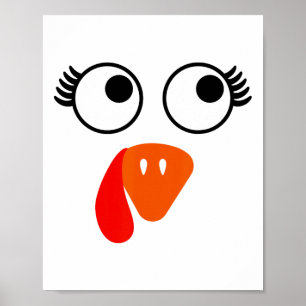 Poster Turquie Face Aux Yelashes Halloween Thanksgiving D
