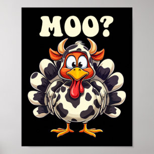 Poster Turquie Moo Drôle Thanksgiving Hommes Femmes Enfan