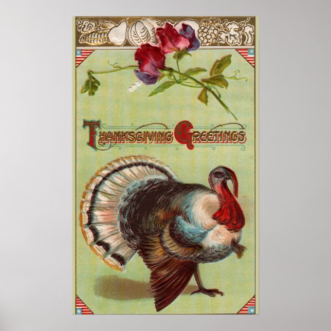 Poster Turquie patriotique Vintage Thanksgiving (Devant)