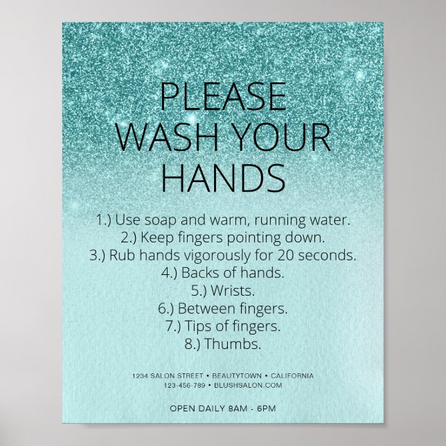 Poster Turquoise Blue Covid Health Safety Parties scintil (Devant)