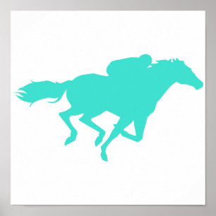 Poster Turquoise; Blue Green Horse Racing