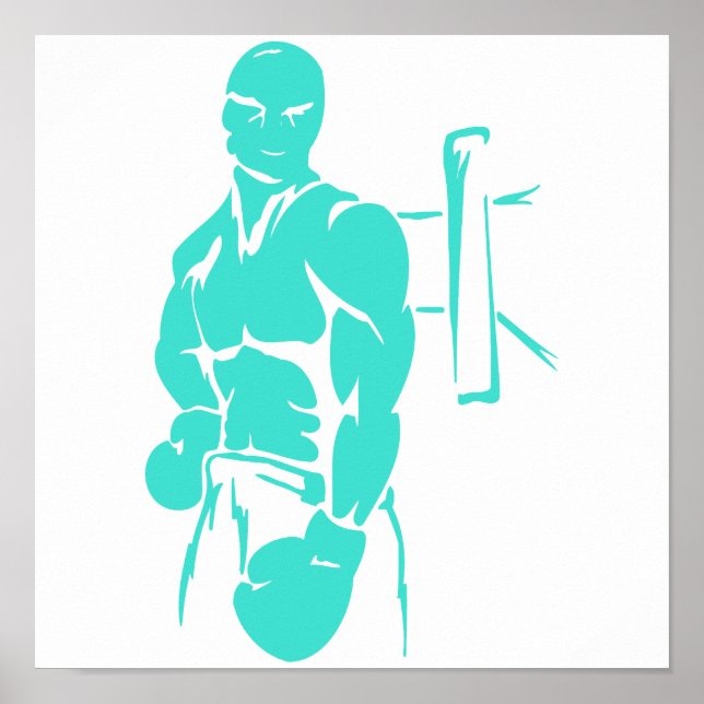 Poster Turquoise ; Boxe bleue verte (Devant)