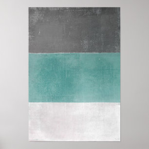 Poster Turquoise de "avril" et art abstrait gris