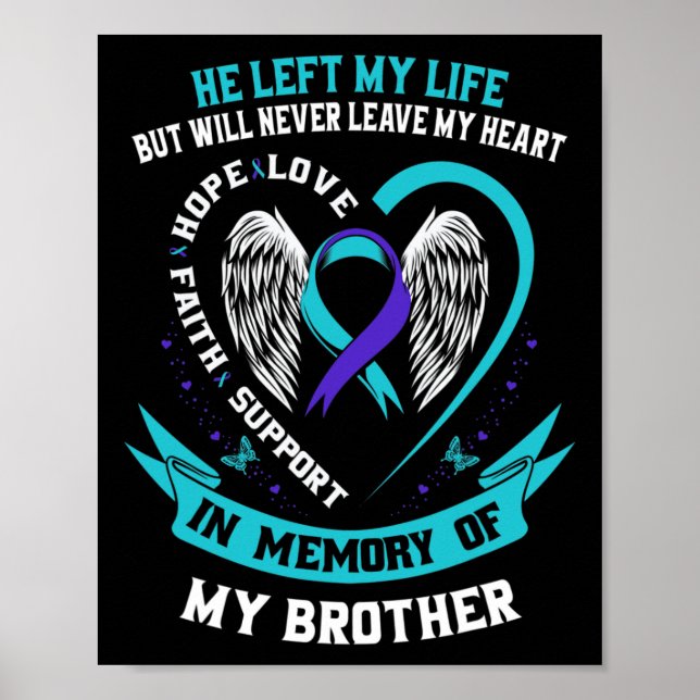Poster Turquoise Et Violet En Mémoire De Mon Frère Suicid (Devant)