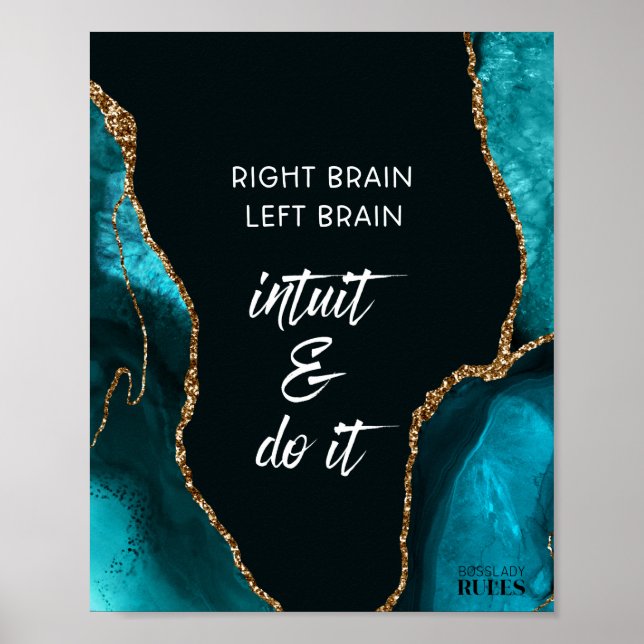 Poster Turquoise Gold Agate BossLady Rules Motivational Q (Devant)