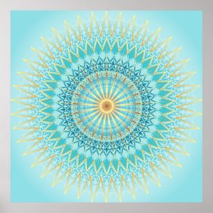 Poster Turquoise Gold Boho Mandala