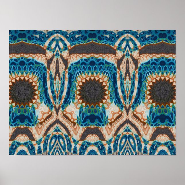 Poster Turquoise Gold Sun Southwestern Art (Devant)