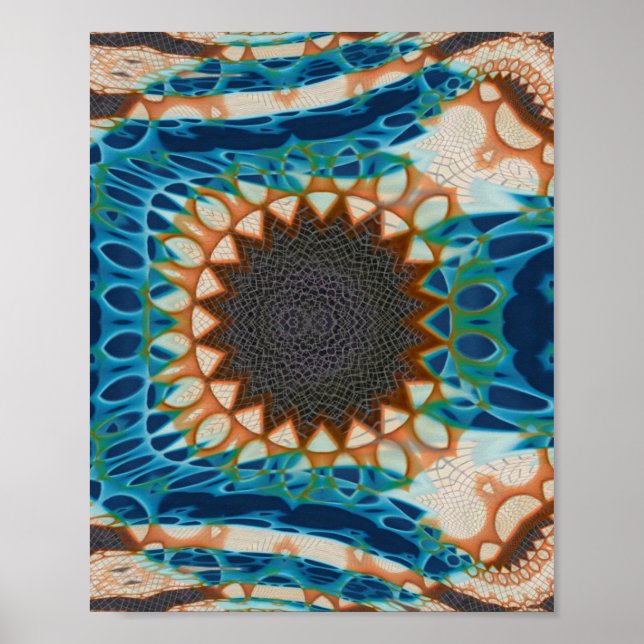 Poster Turquoise Gold Sun Southwestern Art (Devant)