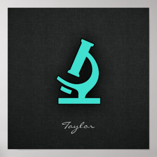 Poster Turquoise ; Microscope bleu vert