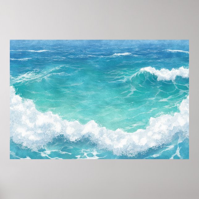 Poster Turquoise ocean waves (Devant)