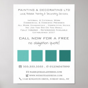 Poster Turquoise Ombre Carrés, peintre et décorateur