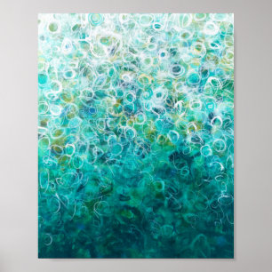 Poster Turquoise peinture ombre Abstraite blanche 8x10