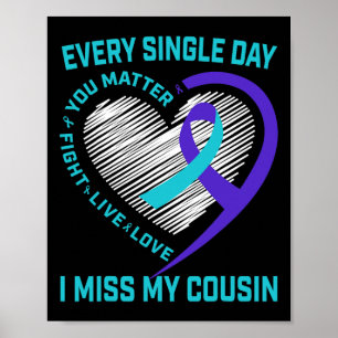 Poster Turquoise Purple Heart Dit Cousin Sensibilisation