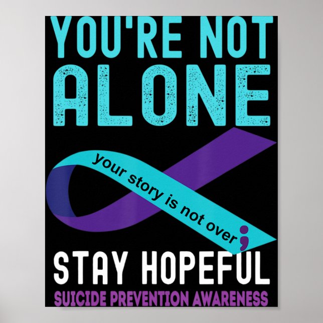 Poster Turquoise Purple Ribbon Support Prévention du suic (Devant)
