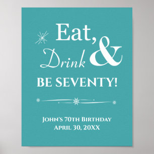 Poster Turquoise Retro Manger Boire Soixante-Dix-Septième