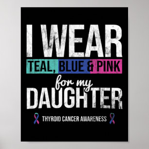 Poster Turquoise Rose Bleu Pour Fille Thyroïde Cancer