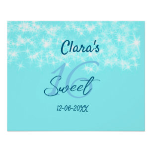 Poster Turquoise turquoise agate doux 16 anniversaire ajo