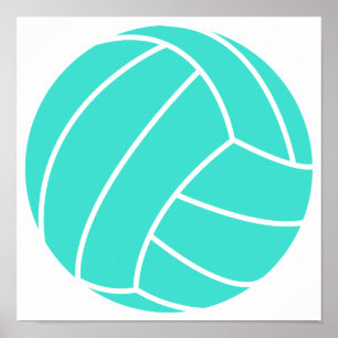 Poster Turquoise ; Volleyball Vert Bleu
